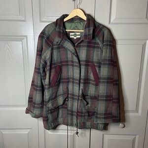 Vintage Plaid Jacket Size M Plaid Coat Outbrook Red Bomber Plaid Preppy Winter